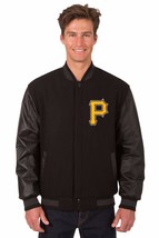 MLB Pittsburgh Pirates Wool & Leather Reversible Jacket With 2 Front Logos Black - $219.99