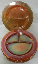 5 Vintage Federal Normandie Marigold Carnival Glass Divided Dinner Plate... - $59.99