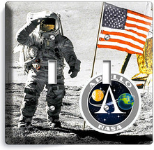 Nasa Space Astronaut Apollo Moon Landing 2 Gang Switch Wall Plate Room Art Decor - £11.53 GBP