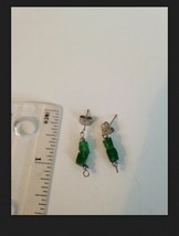  green stone dangling pierced earrings with posts - $24.99
