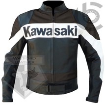 Kawasaki Brown Motorbike Motorcycle Bikers Cowhide Leather Armoured Jacket - $209.99