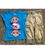 Girl&#39;s Size 12 2 Pc Blue Glitter Cookie Milk Justice Top and Gap Pockete... - $16.00