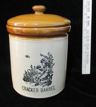 Cracker Barrel Canister Crock Staffordshire England Pottery Heavy Vintag... - $39.55