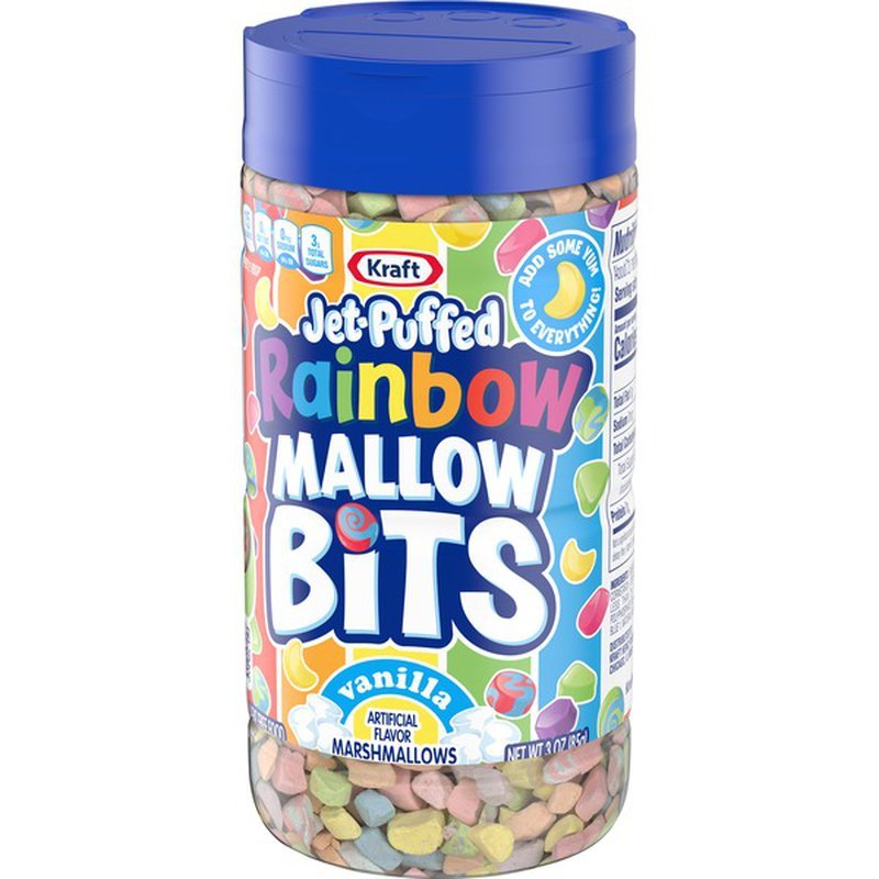 Kraft Jet Puffed Rainbow Vanilla Mallow Bits 3 oz Gummy, Soft Sweets