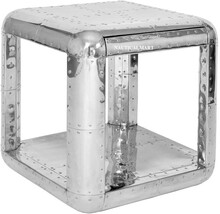 NauticalMart Aluminum Industrial End Table Metal Furniture Silver Side Table nig
