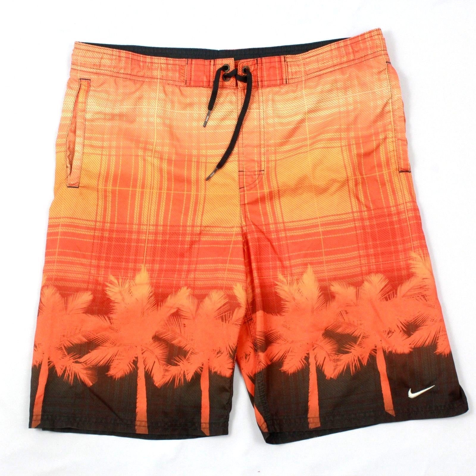 Nike Men's Swim Shorts Orange Mesh Lined Boardshorts Tropical Swimming ...
