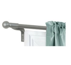 Zenna Home Cafe Single Curtain Rod with Finial - Brushed Nickel - $25.00