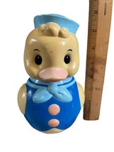 Vintage Musical Roly Poly Duck Duckie 7.5" Tall Weeble Wobble Sailor Suit image 1