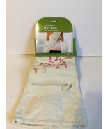 Gaiam Embroidered Yoga Mat Bag with Handy Pocket Cream White with Pink F... - $7.90