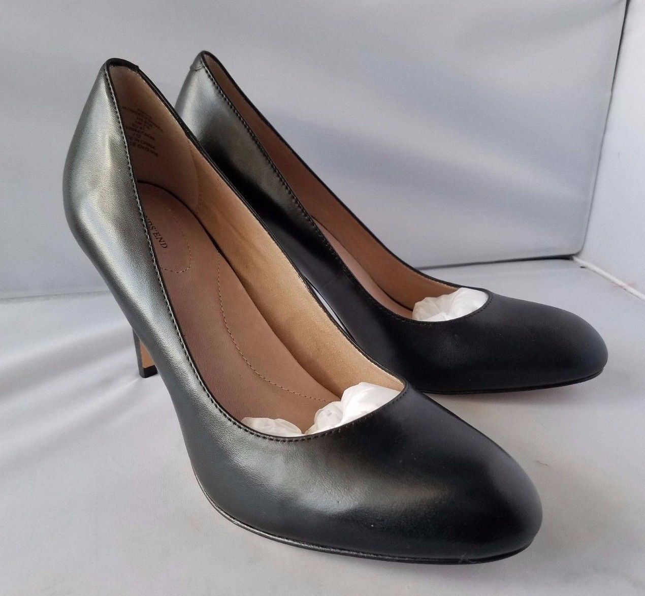 Image of Lands' End Ashby Essential High Heel Shoe Classic Pumps Stilettos Black Leather