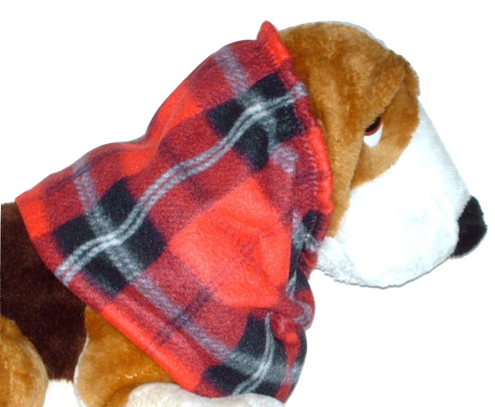 Red Black Plaid Fleece Dog Snood by Howlin Hounds Basset Hound Springer Sz Large Other Dog