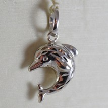 18K WHITE GOLD ROUNDED MINI DOLPHIN PENDANT CHARM, FINELY HAMMERED MADE IN ITALY image 1