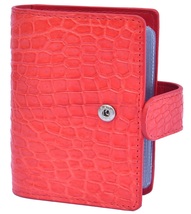 Nice Coral Orange Many Card Slots Palpable Crocodile Leather Women Card Wallet - $176.39