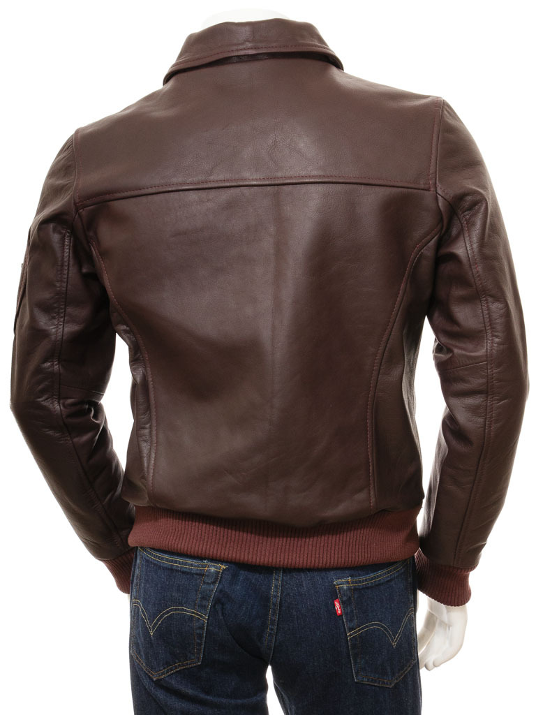 Men's Oxblood Lambskin Leather Motorcycle Biker Racer Bomber Jacket