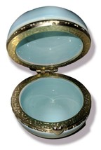 Vintage Robin Egg Blue Ceramic Hinged Jewelry Trinket Box image 1
