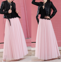 Pink Long Tulle Skirt Womens Pink Tulle Skirt Outift, Plus Size - Dressromantic