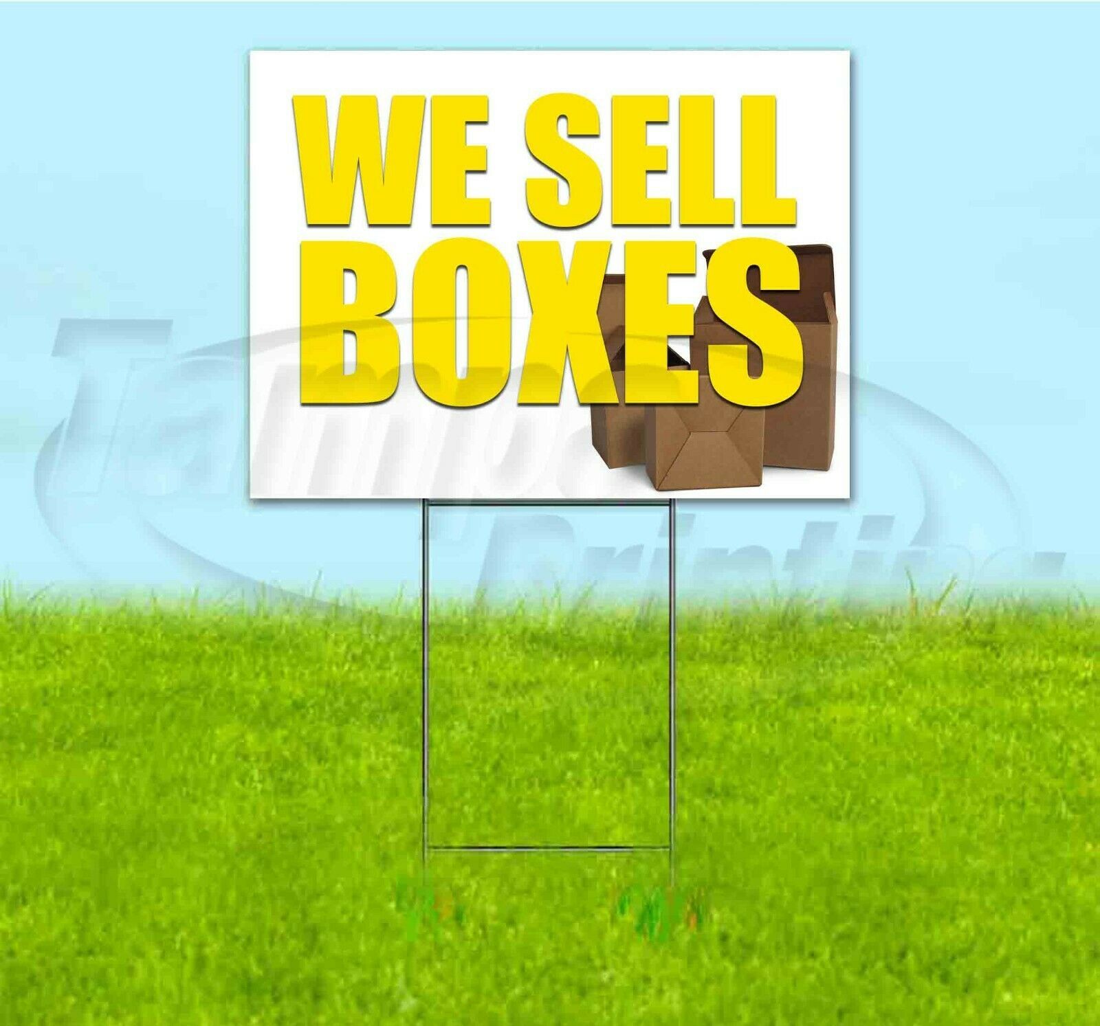 WE SELL BOXES 18x24 Yard Sign WITH STAKE Corrugated Bandit BUSINESS