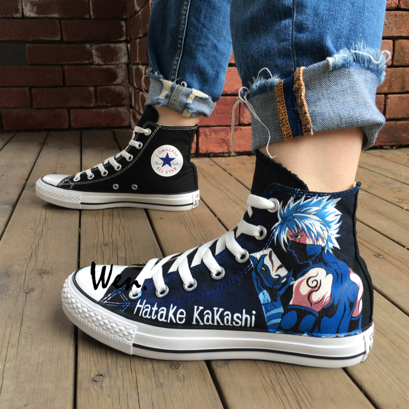 Anime Naruto Hatake Kakashi Hand Painted Converse All Star Men Women's Shoes Wen