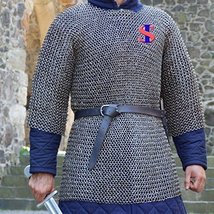 Chain Mail Haubergeon Shirt Medium 10 mm Flat Riveted with Washer Medieval Armor
