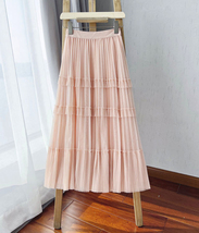 Pleated Tulle Skirt Black White Midi Length Custom Plus Size by Dressromantic image 10