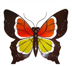 Monarch Butterfly Wall Plaque 16.3" Wide Metal Glass Orange Yellow Garden Decor image 1