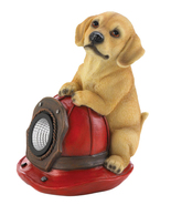 Home Decorative Dog Fire Helmet Solar Statue - $50.86