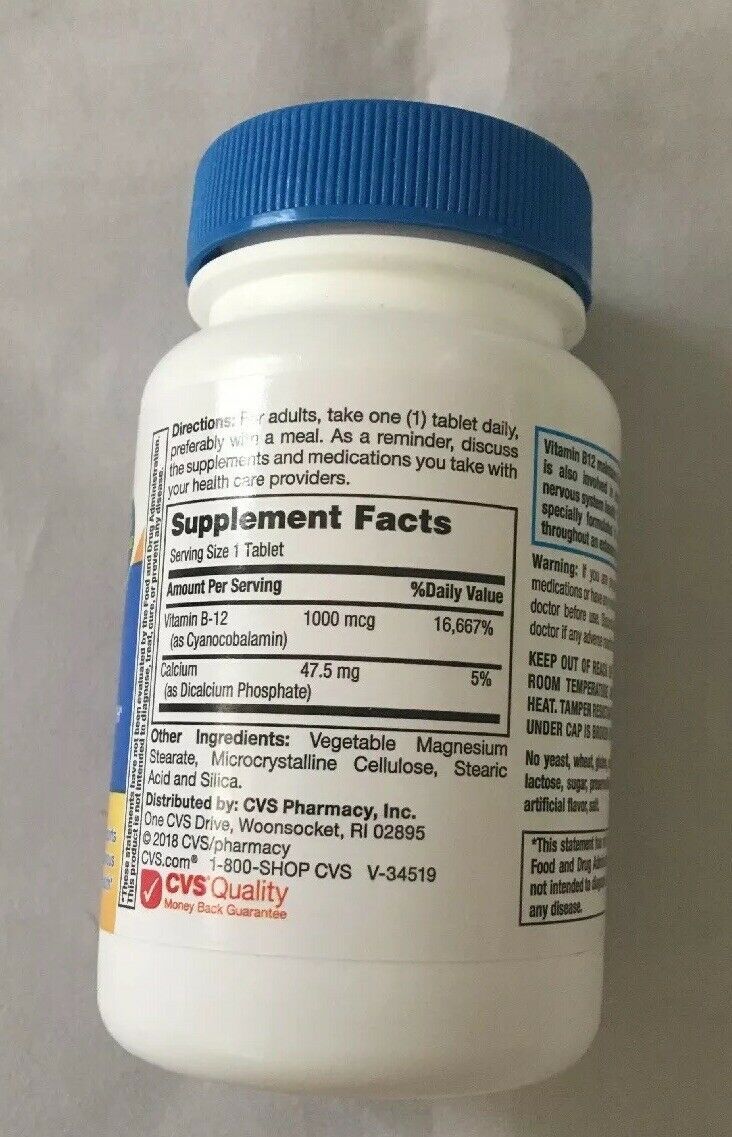 CVS HEALTH B12 1500 MCG FAST DISSOLVE 120 TABLETS EXP. 09/2020 Energy