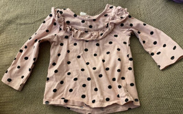 H&amp;M Baby Girl Shirt 6 to 9 months pink with black dots - $3.80