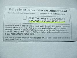 Wheels of Time # 999202 Lumber Load About 3.7 inches long. N-Scale image 5