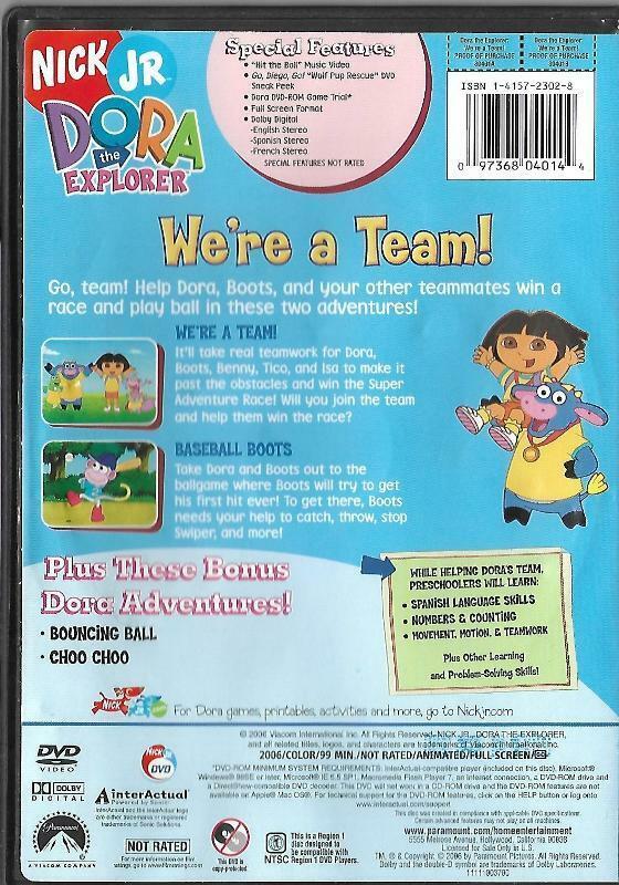 Dora the Explorer 3 DVDs Cowgirl Dora & Pirate Adventure We're A Team ...