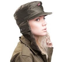 Vintage Austrian army lined winter hat cap military cold weather 80s arm... - $8.00+