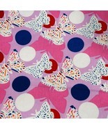 Twill Fabric Material Pink Blue Butterflies Multi-color 28&quot; x 56 inch Craft - $14.97