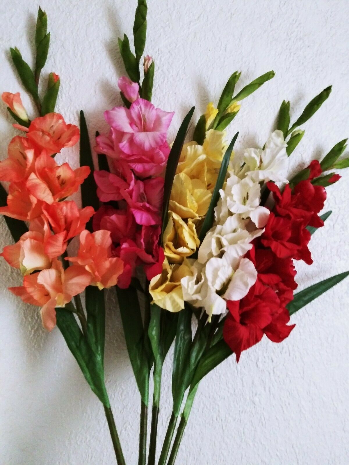 Absolutely Designer Quality Gladiolus Stems. Silk Flower. FIVE