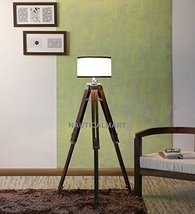 NAUTICALMART DESIGNER SHINY FINISH TEAK WOOD TRIPOD FLOOR LAMP