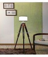 NAUTICALMART DESIGNER SHINY FINISH TEAK WOOD TRIPOD FLOOR LAMP - $296.01