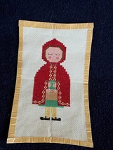 Small Counted Cross Stitched Little Red Riding Hood Picture or Other Dec... - $11.29
