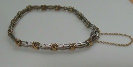 Stamped 10k Two-tone Gold Baguette Diamond Tennis Bracelet Safety Clasp - $1,800.00
