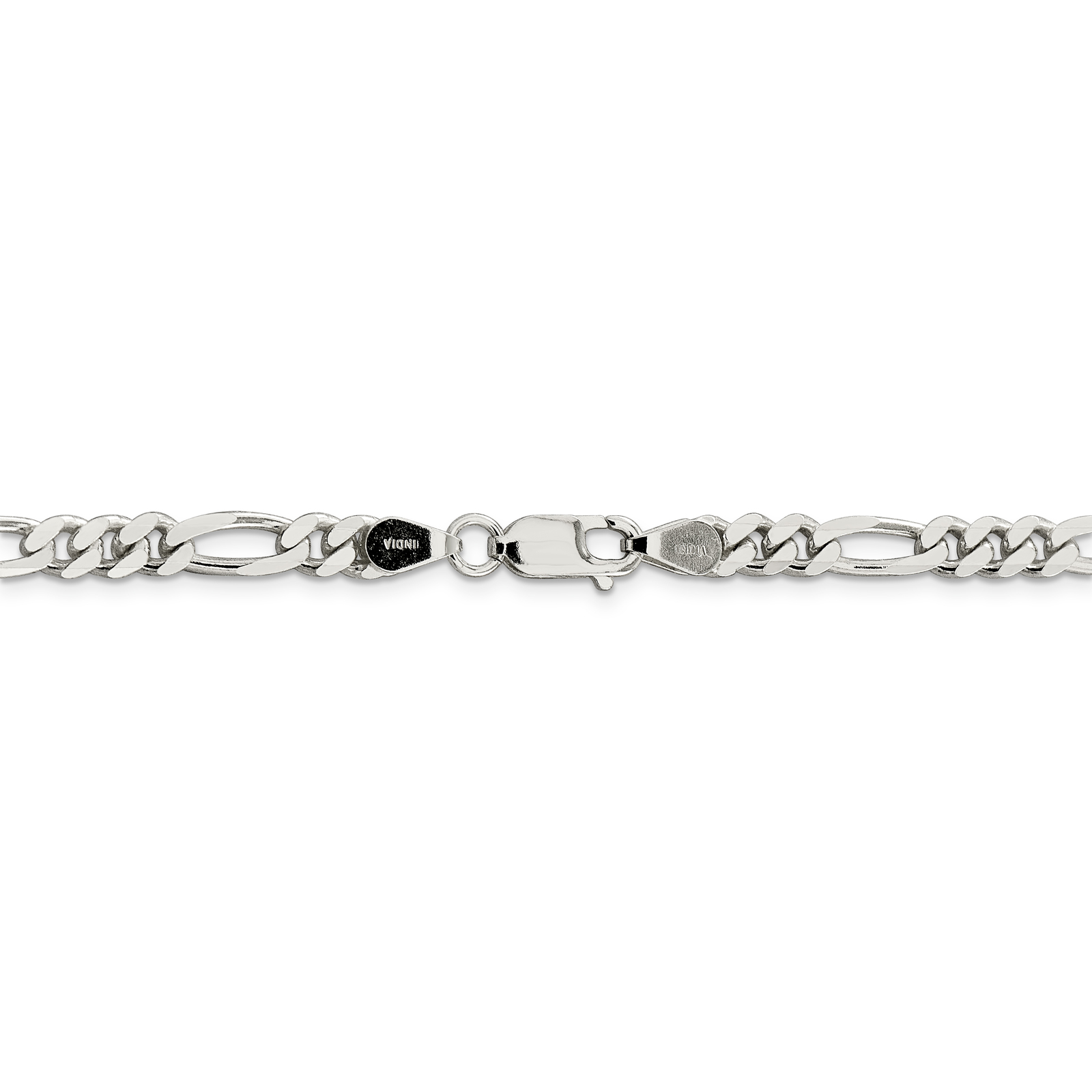 Solid 925 Sterling Silver 5.5mm Figaro Chain Bracelet - with