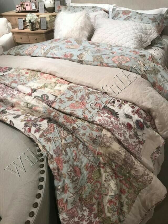 Pottery Barn Harlowe Quilt Set Queen 2 Standard Shams Floral Patchwork
