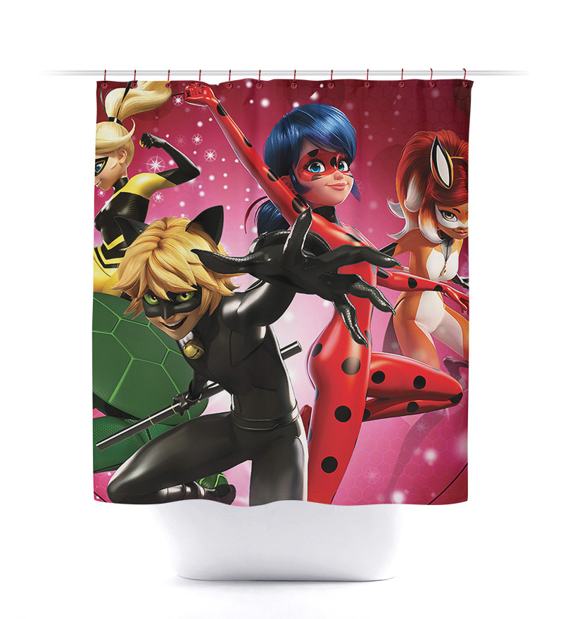 Miraculous Tales of Ladybug & Cat Noir Bath Room Shower Curtain Set