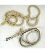 Vintage Livestock Rope Leads Lot of 2 Woven 70&quot; w Halter 90&quot; with Clip Hook - $18.80