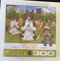 300 Piece Jigsaw Puzzle Dogs &amp; Cats Yoga Park XL Pieces! - $12.95