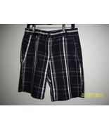 Quagmire Golf Shorts flat front Black plaid Women Short pant - $19.99