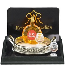 Cognac on Metal Tray w Brandy Glasses 1.620/5 Reutter Dollhouse Miniature - $23.45