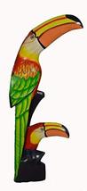 WorldBazzar Large Beautiful Wood Toucan Mother Baby Bird Sculpture Statue Art Ho - $34.59