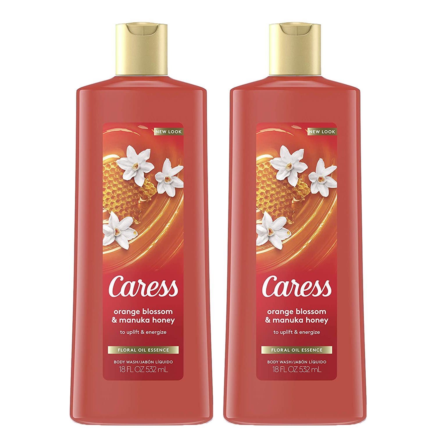 2-Pack New CARESS Orange Blossom & Manuka Honey Uplift & Energize Body Wash 18oz