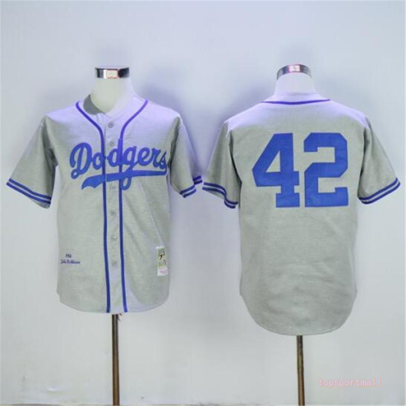 Men's Los Angeles Dodgers 42 Jackie Robinson Gray Throwback Baseball