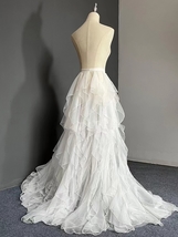 RED Detachable Tulle Maxi Skirt Wedding Skirt Outfit Long Tiered Wrap Tutu Skirt image 3