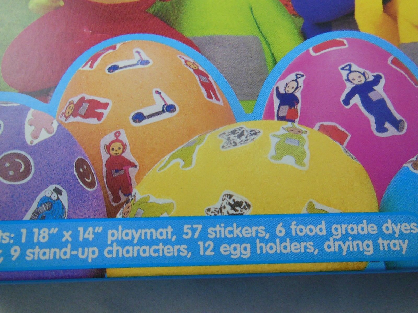 New Teletubbies Easter Egg Coloring Kit W/Stand Up Characters 1998 Rare