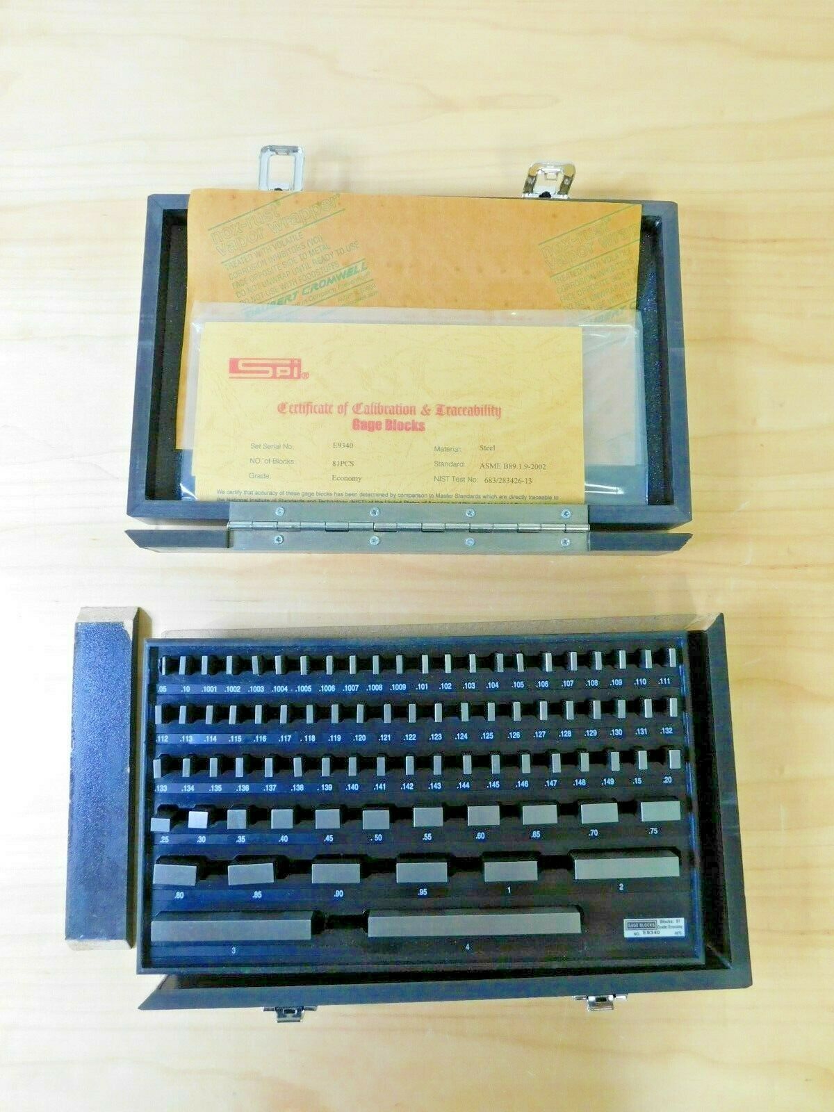 SPI 81 Piece Steel Gage Block Set 0.05 to 4" Economy Grade 309120